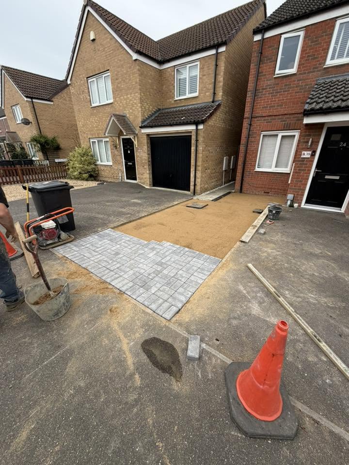 New block-paved driveway in progress